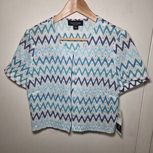 Perceptions New York Chevron Open Front Knit Cardigan Cover Up NWT Size L